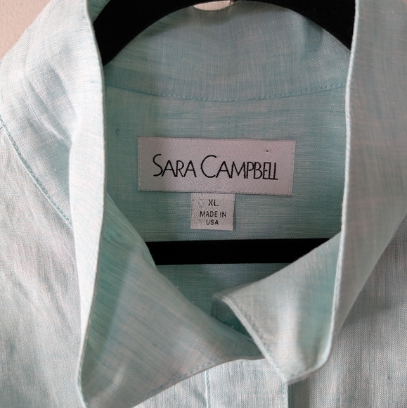 Sara Campbell Linen Green Tunic sz XL - Picture 3 of 7
